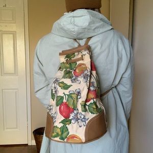 Vintage Liz Claiborne Bucket Bag - Cotton & Leather